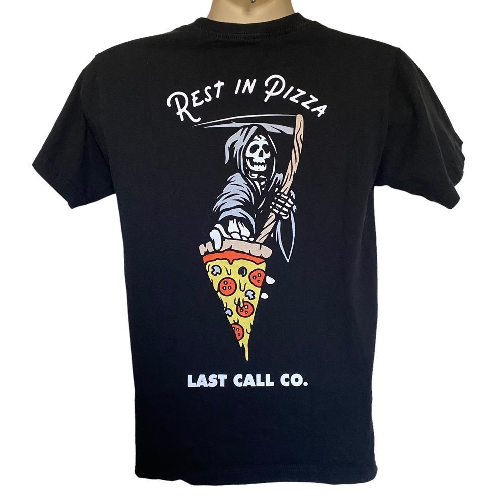 Last Call Co. Rest in Pizza Grim Reaper Tee Sz S